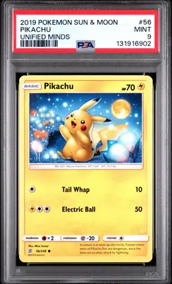 2019 POKEMON SUN & MOON UNIFIED MINDS #56 PIKACHU PSA 9 - Image 1