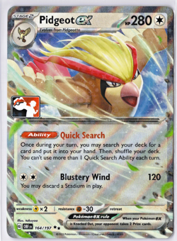 Pidgeot ex 164/197 STAMP Play! Prize Pack Series Pokemon TCG SHIPS FAST - Image 1