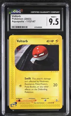 CGC MINT+ 9.5 Pokemon Voltorb 115/147 2003 Aquapolis - Image 1