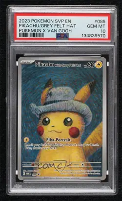 Pikachu with Grey Felt Hat (Pokemon x Van Gogh collaboration) PSA 10 GEM MT - Image 1