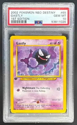 53811026 Gastly 2002 Pokemon Neo Destiny 1st Edition #65 PSA 10 - Image 1