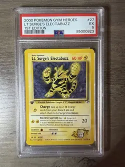 2000 Pokemon Gym Heroes Lt. Surge's Electabuzz 1st Ed PSA 5 EX - Image 1