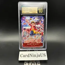 CGC PRISTINE 10 Monkey D Luffy ST10-006 Promo Full Art 179 ONE PIECE DAY 2024 - Image 1