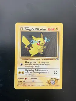 Pokemon Lt. Surge's Pikachu Card 81/132 Gym Heroes Vintage - Image 1