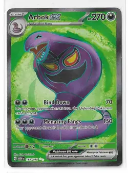 Arbok ex 185/165 Pokemon 151 Scarlet & Violet Full Art FA Ultra Rare TCG Card NM - Image 1