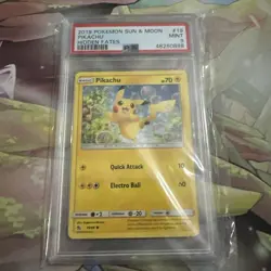 Pokemon Card PSA 9 Pikachu Hidden Fates 19/68 2019 Pokemon Sun And Moon - Image 1