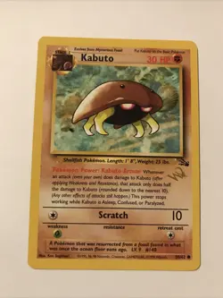 Kabuto Gold W Stamp Stamped Pokemon Card - WOTC Promo - Fossil - 50/62 - NM - Image 1
