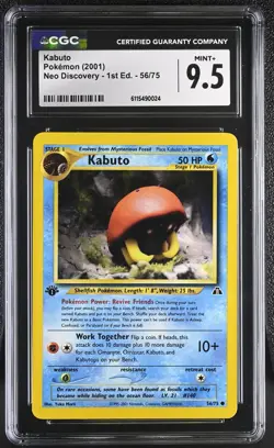 CGC MINT+ 9.5 Pokemon Kabuto 56/75 2001 Neo Discovery 1st Edition - Image 1