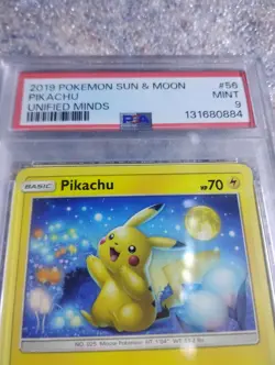 2019 Pokemon - Unified Minds #56 Pikachu PSA 9 Non Holo - Image 2