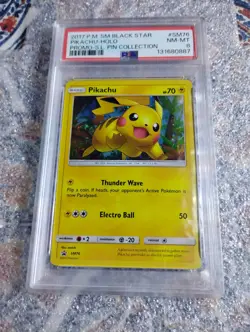 PIKACHU HOLO PSA 8 2017 POKEMON SM BLACK STAR PROMO #SM76 S.L. PIN COLLECTION 07 - Image 1