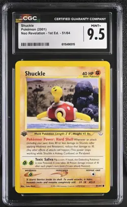 CGC MINT+ 9.5 Pokemon Shuckle 51/64 2001 Neo Revelation 1st Edition - Image 1