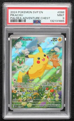 Pikachu Paldea Adventure Chest Holo Pokemon Scarlet Violet Black Star PSA 9 - Image 1
