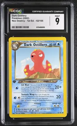 CGC MINT 9 Pokemon Dark Octillery 62/105 2002 Neo Destiny 1st Edition - Image 1