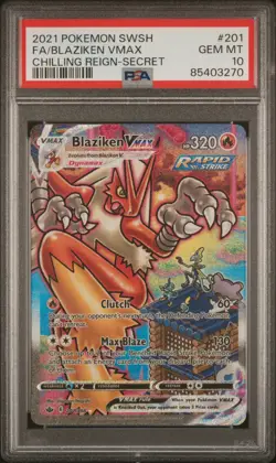 POKEMON 2021 BLAZIKEN VMAX SWORD & SHIELD CHILLING REIGN #201 PSA 10 - Image 1