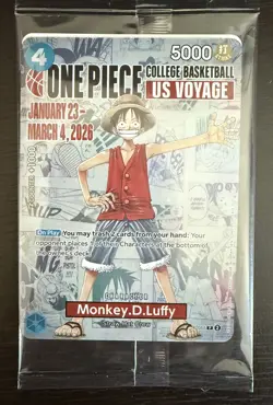 One Piece Monkey D. Luffy US Voyage College Basketball Card SEALED - Image 1