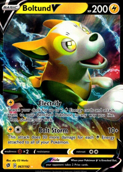 Pokemon Basic Boltund V 067/192 Rebel Clash Rare Holo 2020 Trading Card - Image 1