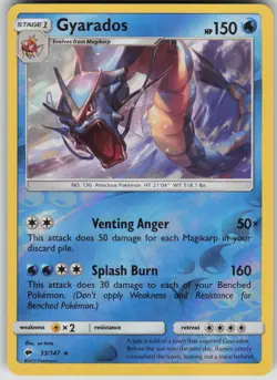Pokemon TCG Gyarados Holo Rare Reverse Holo SM - Burning Shadows 33/147 - Image 1