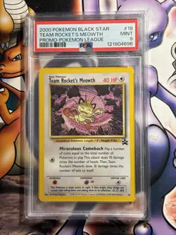 2000 Pokemon ~ Black Star Promo ~ Team Rocket's Meowth #18 ~ PSA 9 MINT - Image 1