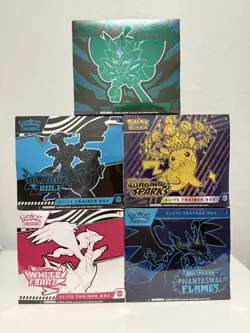 5x Pokemon ETB Lot Phantasmal Black Bolt White Flare Surging Twilight - Image 1