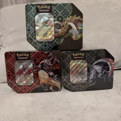 Pokemon Paldean Fates Tins [Set of 3] SHINY CHARIZARD, TUSK, TREADS NFS - Image 1