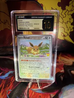 CGC 10 Pristine Black Label Pokemon Day STAMPED Promo Eevee 074! *Population 84* - Image 1