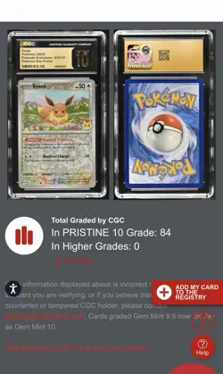 CGC 10 Pristine Black Label Pokemon Day STAMPED Promo Eevee 074! *Population 84* - Image 4