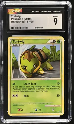 CGC MINT 9 Pokemon Turtwig 67/95 2010 Unleashed - Image 1