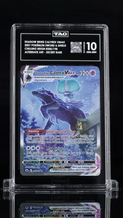Shadow Rider Calyrex VMAX, Pokemon SWSH Chilling Reign #205/198 AA-SR TAG 10 - Image 1
