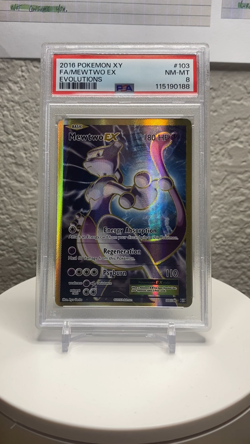 MewTwo EX FULL ART 2016 Pokemon XY Evolutions 103/108 PSA 8 FREE SHIPPING - Image 2
