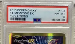 MewTwo EX FULL ART 2016 Pokemon XY Evolutions 103/108 PSA 8 FREE SHIPPING - Image 3