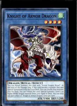 Yu-Gi-Oh Knight of Armor Dragon Blazing Vortex BLVO-EN037 1st Edition Non Holo - Image 1