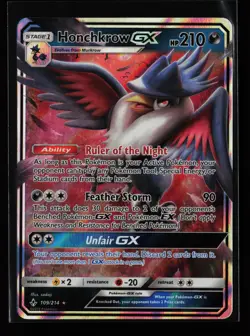 Honchkrow GX 109/214 Ultra Rare SM - Unbroken Bonds Pokemon Card - Image 1