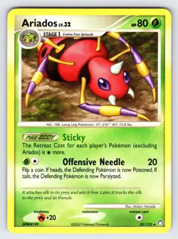 Ariados 20/123 D&P Mysterious Treasures Pokemon Card TCG Non Holo Rare - Lp - Image 1