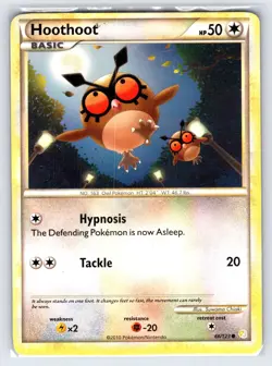 Hoothoot 66/123 2010 HeartGold & SoulSilver Pokemon Card Common - Lp - Image 1