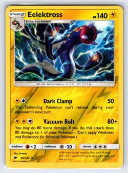 Eelektross 46/147 2017 Sun & Moon Burning Shadows Pokemon Card Holo Rare Nm/Vlp - Image 1