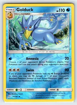 Golduck 27/181 2019 Sun & Moon Team Up Pokemon Card Reverse Holo Uncommon - Vlp - Image 1