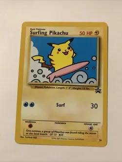 Surfing Pikachu # 28 Black Star Promo WOTC Rare Pokemon Card - Image 1