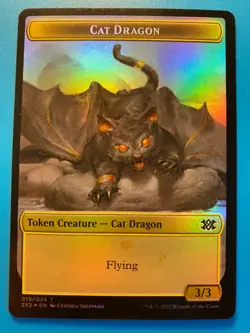 MTG 1x FOIL Cat Dragon / Knight Token Double Masters 2022 Magic Gathering x1 NM - Image 1