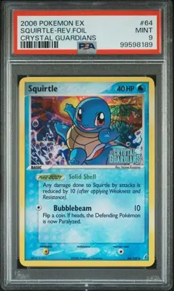 Pokemon Squirtle 2006 EX Crystal Guardians #64 Rev. Foil PSA 9 - Image 1