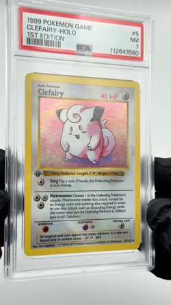 1999 Pokemon Clefairy Shadowless 1st Edition 5/102 PSA 7 Holo Rare - Near Mint! - Image 2