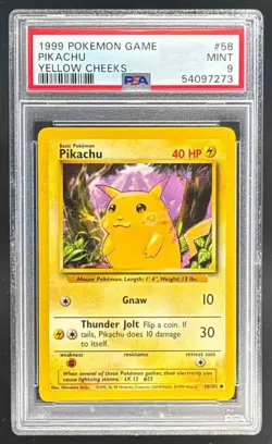 54097273 Pikachu 1999 Pokemon Unlimited #58 Yellow Cheeks PSA 9 - Image 1