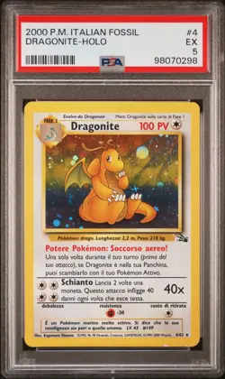 POKEMON 2000 DRAGONITE HOLO ITALIAN FOSSIL #4 PSA 5 - Image 1