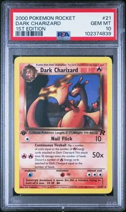 Pokemon Dark Charizard 2000 Rocket #21 1st Edition PSA 10 - Image 1