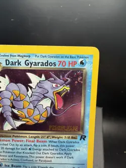 Pokemon TCG WOTC Team Rocket Dark Gyarados 8/82 Prerelease Holo SWIRL DMG Crease - Image 2