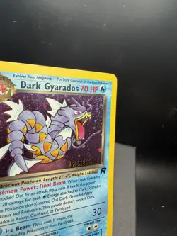Pokemon TCG WOTC Team Rocket Dark Gyarados 8/82 Prerelease Holo SWIRL DMG Crease - Image 3