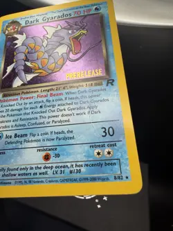 Pokemon TCG WOTC Team Rocket Dark Gyarados 8/82 Prerelease Holo SWIRL DMG Crease - Image 4