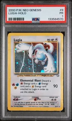 Pokemon Lugia 2000 Neo Genesis #9 Holo PSA 1 - Image 1