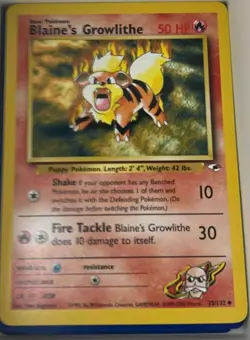 2000 Pokemon Gym Heroes Blaine's Growlithe #35/132 - Image 1