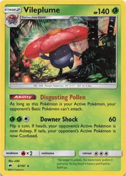 Pokemon - Vileplume #6/147 - SM - Burning Shadows Holo - Image 1