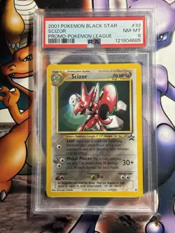 2001 Pokemon ~ Black Star Promo ~ Pokemon League ~ Scizor #33 ~ PSA 8 NM-MT - Image 1